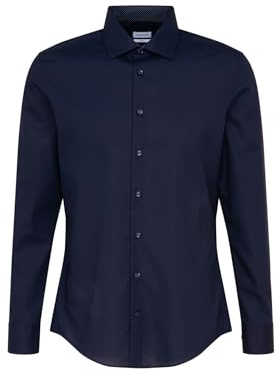 Seidensticker Herren Mens Slim Patch Longsleeve Cotton Businesshemd, Dunkelblau(693690), 39 EU