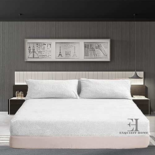 EXQUIZIT HOME® Sábana bajera ajustable de forro polar Teddy extraprofunda de 30 cm – Sábana de cama de forro polar Teddy súper suave, cálida y acogedora – Ropa de cama térmica de invierno ultrasuave