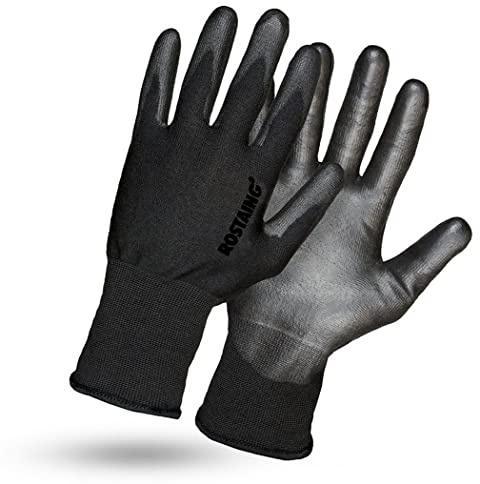 EN388 - Guanti da lavoro anti-taglio extra sottili con rivestimento in nitrile antiscivolo, guanti di protezione professionale per il lavoro maschile, sicurezza industriale, fai da te FS(taglia 6)