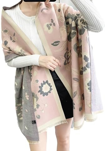 LA FERANI Damen Kaschmir Schal Winter 185x65cm Rosa Kaschmirschal beige Halstuch Wollschal Wolle Business Damenschal S29