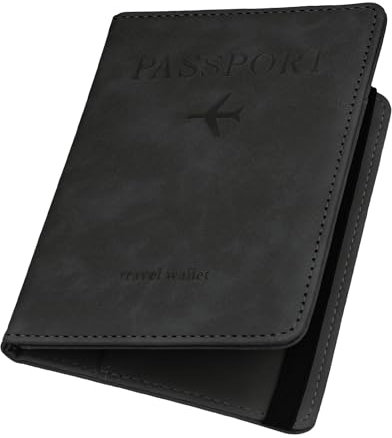 ILIYAH Reisepasshülle Passport Hülle Reisezubehör Passhülle Reisepass Organizer RFID Blocker Kartenhülle Elastischer Gurt Reisepass Hülle（Schwarz）