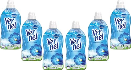 Vernel Blu Oxygen Ammorbidente Lavatrice Concentrato Profumato, Intensa Freschezza e Morbidezza, 6 confezioni x 48 Lavaggi, totale 288 lavaggi
