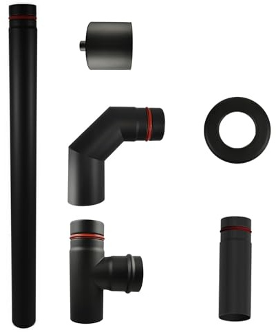 Pelletofen Anschluss Set 80 mm + 25 cm Rohr | Hochwertiges Pelletrohr für sichere Installation