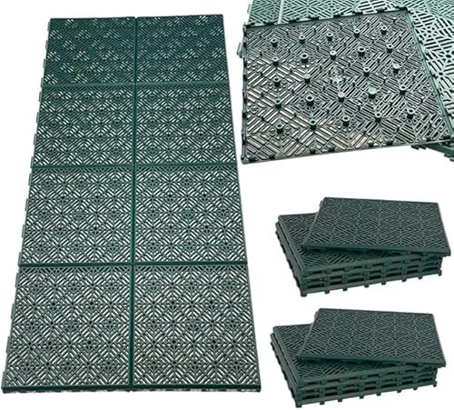 Interlocking Plastic Garden Tiles - Heavy Duty Nonslip Outdoor Walkaway Tiles - Decking Waterproof Floor Mats - Perfect For Path Patio, Lawn, Paving, Balcony W 30cm x L 30cm (5)