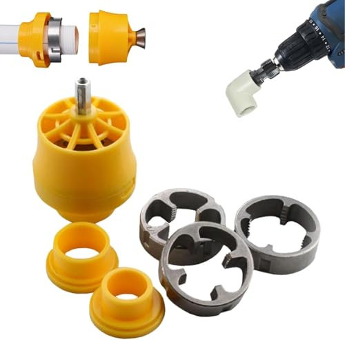 Kit macchina filettatrice per tubi in PVC compatibile con trapano elettrico, filettatrice per tubi in PVC, strumento per filettare tubi, creatore di filetti in PVC, filettatrice per tubi in PVC con 3