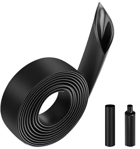 Gaethra Guaina Termorestringente, 4:1 Guaine Termorestringenti Nera, Termorestringenti con Adesivo, Buon Isolamento, per L'Isolamento Elettrico, la Riparazione dei Cavi, il Collegamento (12mm*2M)