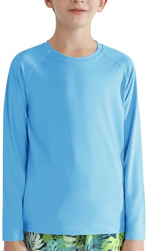 Valcatch Camisas de protección solar UPF 50+ para niños y niñas, camisetas de manga larga para natación, para niños, adolescentes, pesca, senderismo, secado rápido, atlético, rendimiento, camiseta