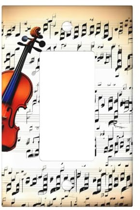 Cubiertas de salida con impresión de partituras de violín, 1 placa de pared de tamaño estándar, cubiertas de placas frontales de policarbonato de doble salida