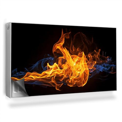Cubierta Magnética 110x60 cm para Radiador Protección contra el Polvo y Daños Protector Fácil Instalación Magnético Panel Decorativo - Danza de Llamas de Fuego sobre un Fondo Oscuro