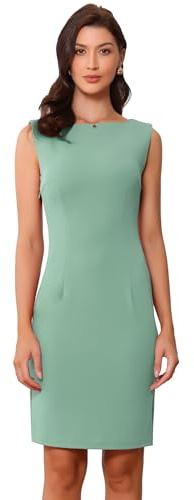 Allegra K Robe fourreau pour femme - Sans manches - Col bateau - Robe de bureau professionnelle, vert clair, M