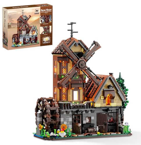 TYCOLE Juego de Construcción 1436 Piezas - Casa de Madera con Iluminación LED, Funciones Mecánicos y Rueda de Agua - Juguete de Construcción para Adultos y Adolescentes