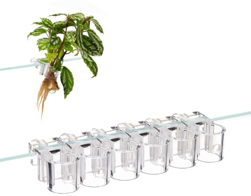 Aquarium Plant Holder,6 PCS Reusable Fish Tank Hanging Plant Cups with clip for 0.39/0.3-0.6 Aquarium Tank Glass Thickness