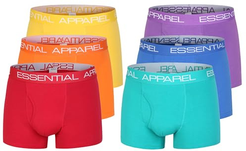 The Essentials Wardrobe Mens Boxer Shorts Underwear 6 Pack Underpants Trunks Multipack Elasticated Waistband Boxers Size S-4XL