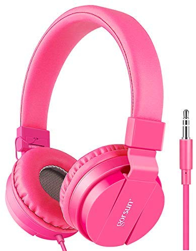 gorsun® Premium Kinderkopfhörer, Faltbare Kopfhörer für Kinder, verstellbare Leicht-Kopfhörer für Jungen und Mädchen-Rosa