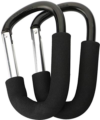 GTIWUNG 2 Stück Kinderwagen Karabiner, Mummy Clip, Buggy Haken mit Schwamm, kinderwagenhaken, Aluminiumlegierung Kinderwagen Befestigung
