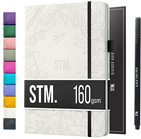 Scribbles That Matter Taccuino A5 con diario punteggiato 150 pagine Dot Grid Bullet Journal Copertina rigida vegana 160 gsm Carta spessa resistente alle sbavature (5,75 x 8,5) pollici, Bianco