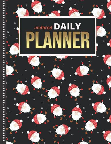 Undated Daily Planner: 8.5x11 One Page Per Day Diary / 365 Logs / 6AM to 7PM Hourly Schedule / Funny Garden Gnome - Christmas Art Pattern / To Do List ... / Time Management Gift For Organized People