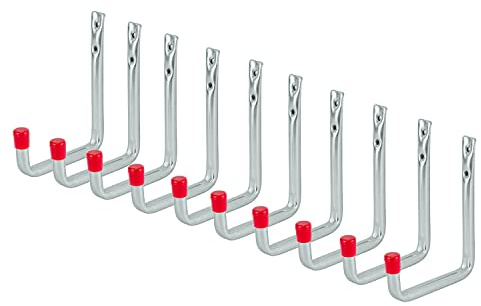 siwitec Wandhaken U-Form 125 x 86 mm verzinkt, 10er Set, Traglast: 35 kg, Schwerlasthaken, abgewinkelt