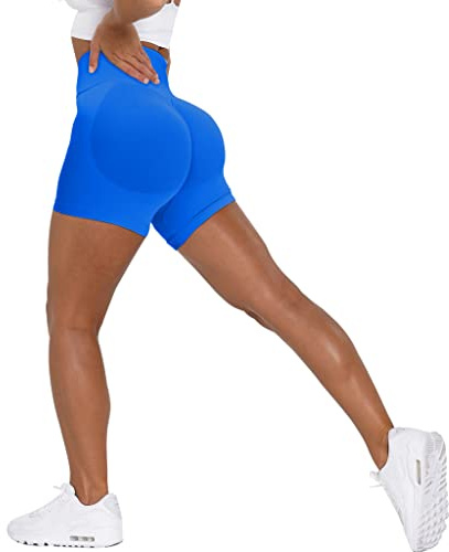 Unthewe Workout Butt Lifting Shorts for Women High Waisted Seamless Gym Yoga Booty Shorts, Booty Royal Blue, M