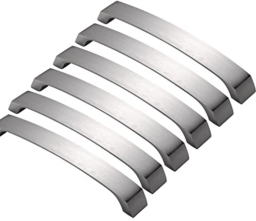 Set med 6 krom köksdörrhandtag - möbler handtag nickel borstad dörrhandtag nickel möbelhandtag Hole avstånd 192 mm