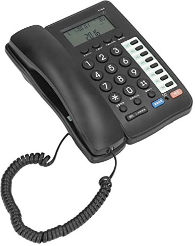 Schnurgebundenes Desktop-Telefon für zu Hause, Festnetztelefon mit Großen Lautsprechertasten, Lautsprecher-Lautstärkeregelung, Anrufer-ID und Aufzeichnungen Speichern, Schnurgebundene LED-Festnetztele