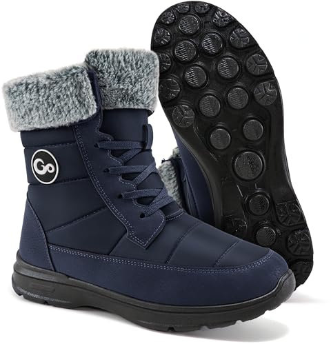 Ablanczoom Winter Snow Boots for Women: Comfortable Warm Fur Lined Womens Boots Outdoor Waterproof Non Slip Lace Up Walking Booties