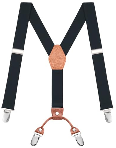 Buyless Fashion Bretelles réglables pour enfants - 26 Sangles élastiques 1 - Dos en forme de Y en cuir - 5151 - Black