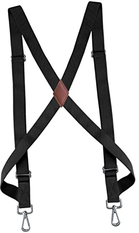 LOVIVER Tirantes para mujer, ganchos giratorios de alta resistencia, Unisex para trabillas de cinturón, tirantes ajustables de estilo camionero, negro