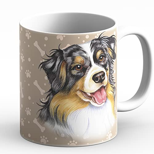 power gift BERGER AUSTRALIEN Tasse A Café - Kaffeetasse, Becher, Teetasse aus hochwertiger Keramik. Kaffeebecher mit schöner Grafik und Spruch in französischer Sprache. Praktisches Geschenk.