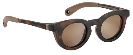 BEABA, Lunettes de Soleil pour Bébé 9-24 Mois, Protection 100 Pour cent UV - CAT 3, Protection Latérale, Confort Optimal, Branches Ajustables 360 Degré, Adapable à la Vue, RETRO Delight Dark Tortoise
