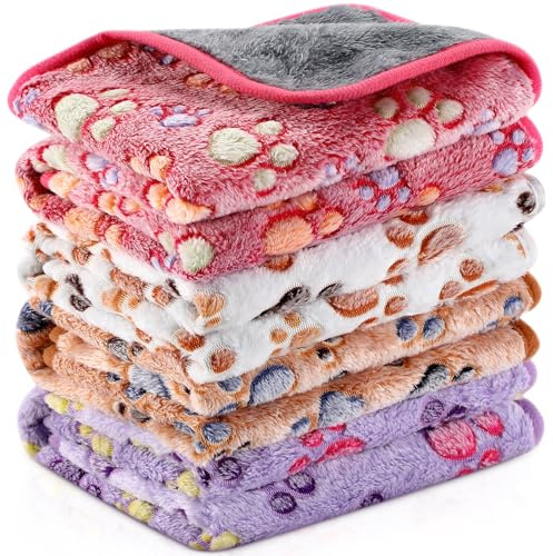 Namalu 4 Couvertures pour Cochon d'Inde en Polaire Lavables Imperméables Doublures pour Cage Absorbantes Tapis de Couchage Réutilisable pour Animaux de Compagnie (Empreinte de Patte, 60 x 120 cm)