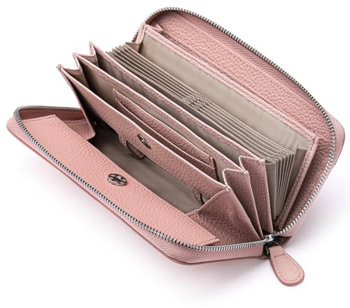 SENDEFN Damen Geldbörse, Portemonnaie Damen Groß im Langformat, Kartenetui RFID-Blockierung, Geldbeutel mit Reißverschluss und Vielen Fächern