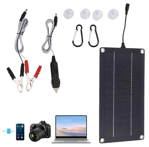 Caricabatteria solare per auto, caricabatterie e mantenitore impermeabile per auto, caricabatterie da 12 V/24 V, kit di ricarica con spina e kit di ricarica, strumento di ricarica funzionale per
