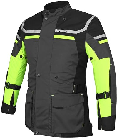 XAVIA VENTRA Giacca Da Moto (Touring) Da Uomo - Giacca Da Moto Impermeabile E Ventilata Con Protezione Certificata CE Livello 2 | Per Tutte Le Stagioni (XL, Giallo)