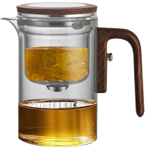 Infusor para de vidrio transparente – Hervidor de té suelto de 600 ml, elegante máquina de té | transparente resistente al calor, producción de cerveza hecha en Cas