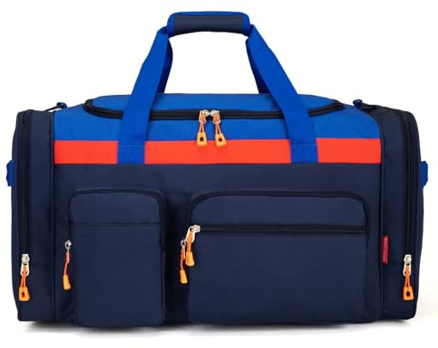 HawLander Large Kids Duffle Bag for Travel, Overnight, or Weekender, 22 inch (Dark Blue)