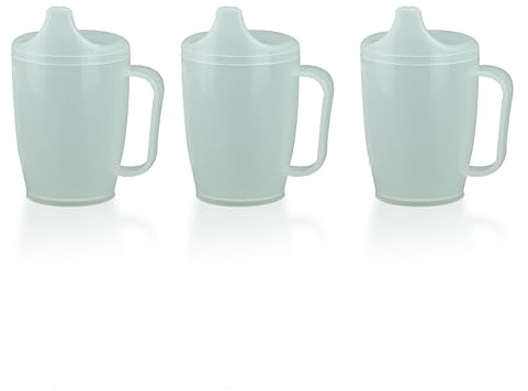 HaseMed dryckesbägare med handtag och tyll, 3 stycken – ergonomisk mugg för säker drickning utan spill, perfekt för äldre och personer med begränsad handfunktion – robust och hållbar, 12 mm