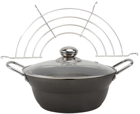 Zerodeko 1 Satz Bratpfanne Wok-pfanne Pommes Friteuse Gebraten Große Fritteuse Nicht Fritteusenkorb Heißluftfritteusen Tempurapfanne Im Freien Mini-fritteuse Anbraten Black Rostfreier Stahl