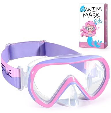 Supertrip Lunettes de Natation pour Enfants de 6 à 14 Ans,avec Masque de plongée en Verre trempé,Masque de plongée avec Tuba pour garçons et Filles,Piscine,Plage