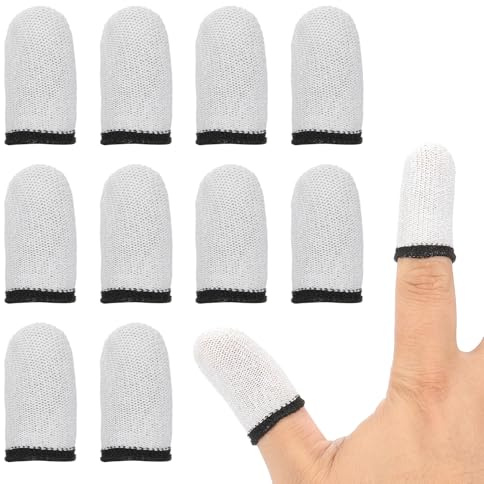 PATIKIL Manchon pour Pouce Et Doigts De Contrôleur, 12 Pièces Manchons pour Jeux Mobiles Gants À Embout Fibre Anti Transpiration Respirants pour Écrans De Jeux Téléphoniques, Blanc/Noir