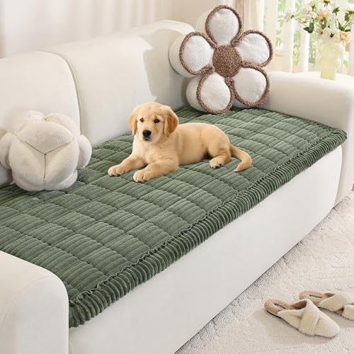 Royhom Housse de Canapé Épais, Protege Canape Cuir Anti-dérapant, Housse Canape d'angle, Doux Couverture pour Canapé, Tapis, Rebord de Fenêtre (Vert, 70 x 150 cm)