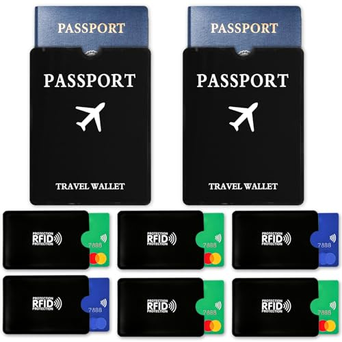 Liuliushun 6 Pcs Funda para Tarjetas de crédito con Bloqueo RFID y 2 Fundas para Pasaporte, Fundas Protector Tarjetas credito NFC con Bloqueo RFID para Tarjeta de crédito, Tarjeta bancarias