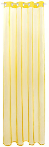 Bestlivings Gardine mit Ösen, Transparent Voile 140 x 145cm (Breite x Länge) in gelb lemongelb, Ösenschal in vielen weiteren Farben und Größen