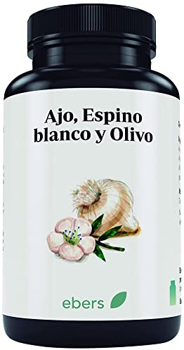 Ebers Ajo, Espino Blanco y Olivo - 60 perlas - 2 Meses de Suministro, Extracto de Aceite de Ajo, Fuente de Alicina, Suplemento Alimenticio Sin Gluten y Sin Lactosa