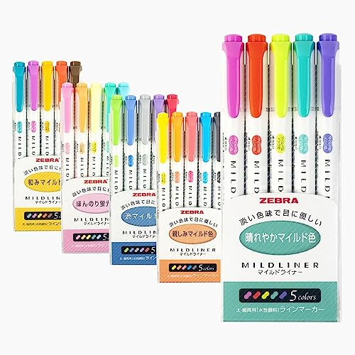 Zebra Mildliner Textmarker-Set, 25-teiliges Set in Pastellfarben