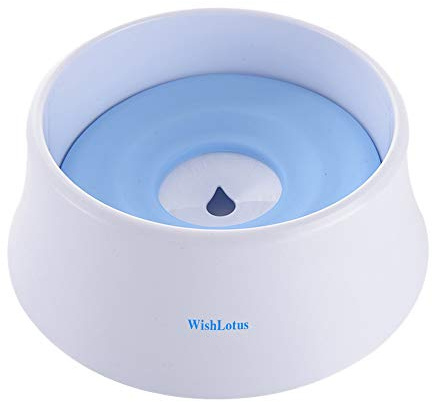 Dog Water Bowl with Floating Disk Spill Proof Water Bowl, WishLotus Anti-Overturn/Anti-Dust/Anti-Choking Anti-Overflow Bowl to Slow Down Drinking Speed for Dogs and Cats,40 oz (Blue)