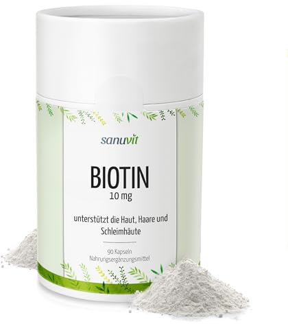 Sanuvit® - Biotin | 90 Kapseln | 10mg pro Kapsel | Reinstoffprodukt | Haare, Haut, Schleimhäute | vegan | Direkt vom Hersteller | Made in Austria