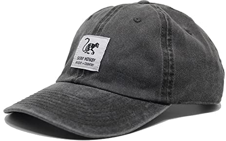 DRESSED IN MUSIC PLAY WITH ME Baseballmütze Classic Surf Monkey® - Dad Cap aus Twill ohne Rahmen (schwarz), Schwarz , One size