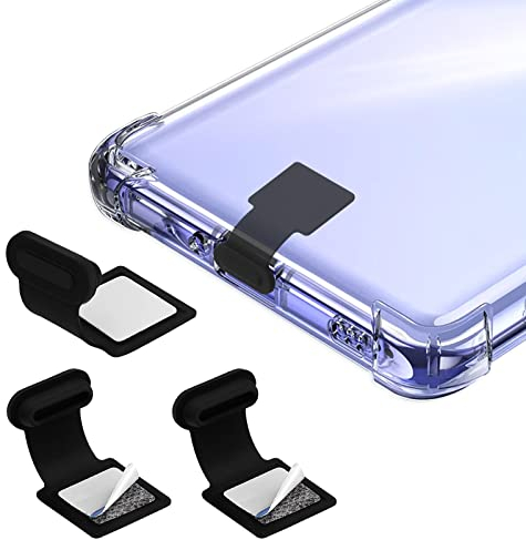 cobee Lot de 3 Bouchons Anti poussière pour Port USB C de Type C, Bouchons Anti poussière en Silicone pour téléphone de Type C, Bouchons Anti poussière avec adhésif Amovible, Noir