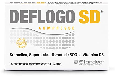 STARDEA Deflogo SD, Integratore Alimentare, Drenaggio Liquidi Corporei, Funzionalità del Microcircolo, Bromelina, Enzima SOD, Vitamina D, 20 Compresse